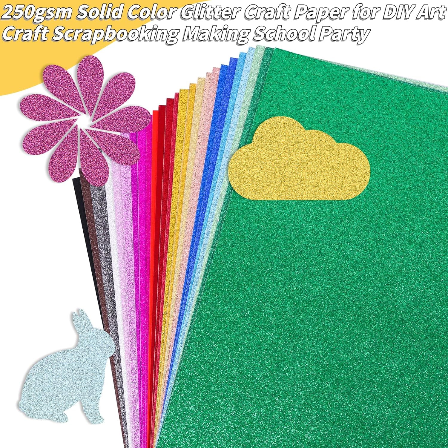 Glitter Colored Cardstock Bulk 150 sheets, 8.5” x 11” Cardstock Sparkly Paper 25 Assorted Colors Construction Paper,250 GSM Card Stock Printer Paper Scrapbooking Supplies for Diy Crafts Card Making