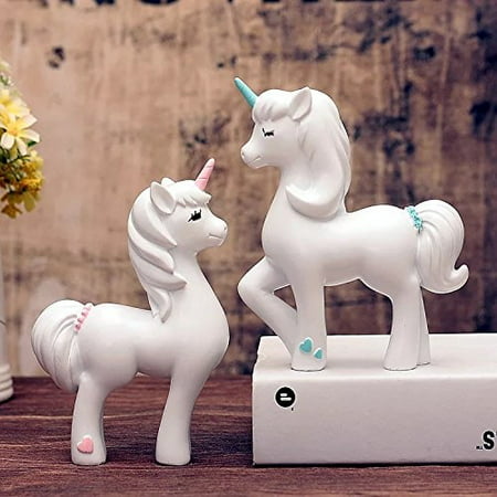 juniqute unicorn statue 2pcs, little girls unicorn figurines, best for decoration home and in garden, for birthday, monther's day, thanksgiving day, christmas day and