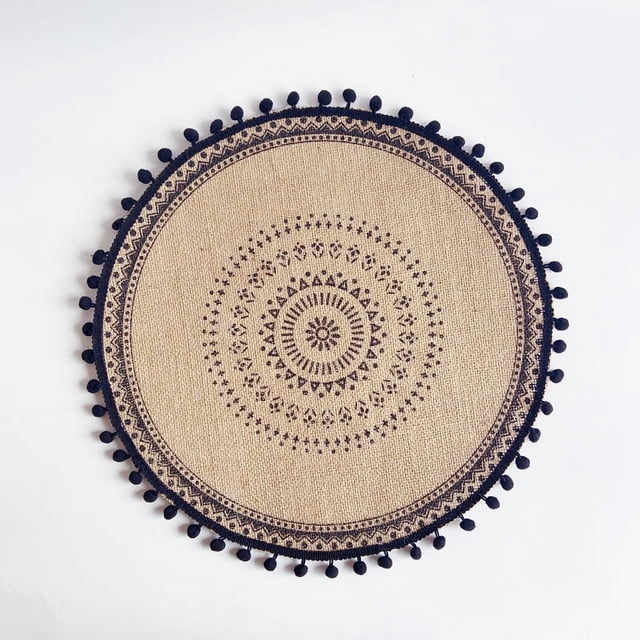 Mantel individual de algodón y lino para posavasos, tapete aislante para mesa de comedor, accesorios de tiro, tapete decorativo redondo de yute