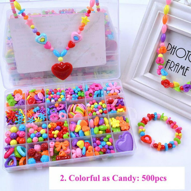 Kids Jewelry Making Kit 450+ Beads Art and Craft Kits DIY Bracelets  Necklace Hairbands Toy for Age 3 4 5 6 7 8 Year Old Girl