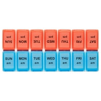 Equate AM/PM Weekly Pill Planner with Removable Days, Great for Travel and On-The-Go – Assorted Colors