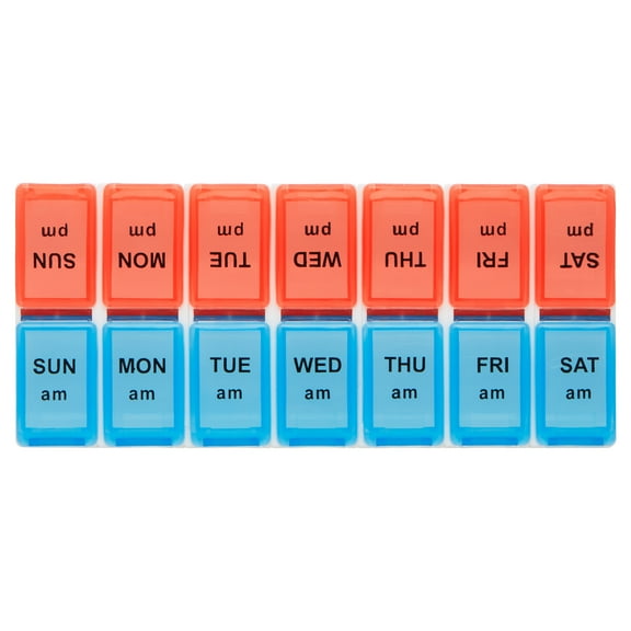Equate AM/PM Weekly Pill Planner with Removable Days, Great for Travel and On-The-Go – Assorted Colors