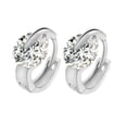 thumbnail image 1 of Pendientes de cristal de circón a la moda, Clip para la oreja, regalo de joyería en forma de gota para mujer (plata), 1 of 3