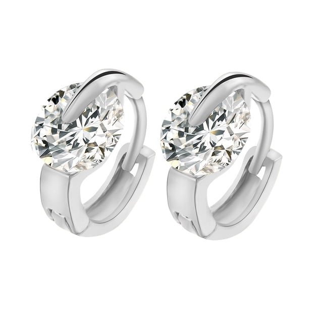 Pendientes de cristal de circón a la moda, Clip para la oreja, regalo de joyería en forma de gota para mujer (plata)