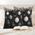 thumbnail image 3 of Black Christmas Outdoor Pillow Covers 16"x16" Set of 2,Waterproof Throw Pillow Covers for Patio Furniture,Xmas Pine Needles Balls Snowflake Decorative Cushion Pillowcases for Garden Porch Couch Sofa, 3 of 9
