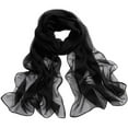 thumbnail image 2 of MRULIC scarfs for women Thin Scarves Scarf Chiffon Women Soft Lady Girls Wrap Shawl Beach Long Scarf Black + One size, 2 of 2