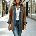 thumbnail image 6 of TGSLY Denim Patchwork Jacket for Women Notched Lapel Long Sleeve Ribbed Knit Blazer Dressy Casual Solid Color Single Breasted Button Coat with Pockets S, 6 of 9