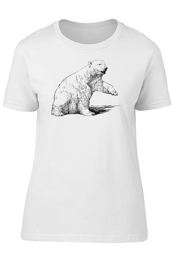 Cool Beautiful Polar Bear Sketch T-Shirt Men -Image by Shutterstock, Male Large
