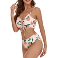 thumbnail image 1 of Women Cute High Waisted Bikini Set Lace Up Ruched Two Piece Swimsuits Push Up Swimwear for Teen Girls Plus Size Modest, 1 of 4