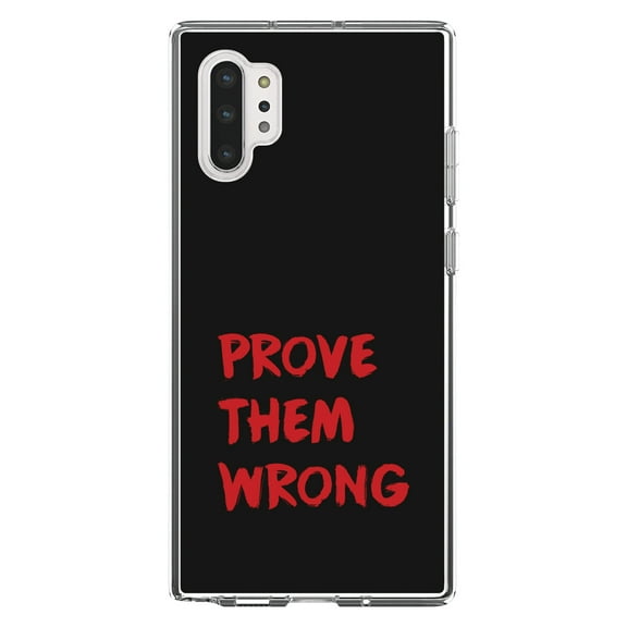 DistinctInk Clear Shockproof Hybrid Case for Galaxy Note 10 PLUS (6.8" Screen) - TPU Bumper, Acrylic Back, Tempered Glass Screen Protector - Prove Them Wrong - Black & Red