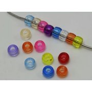 EOEMY 200 Mixed Color Acrylic Barrel Pony Beads 9X6mm Various Style Kids Craft Kandi-49# Mixed Pastel Color