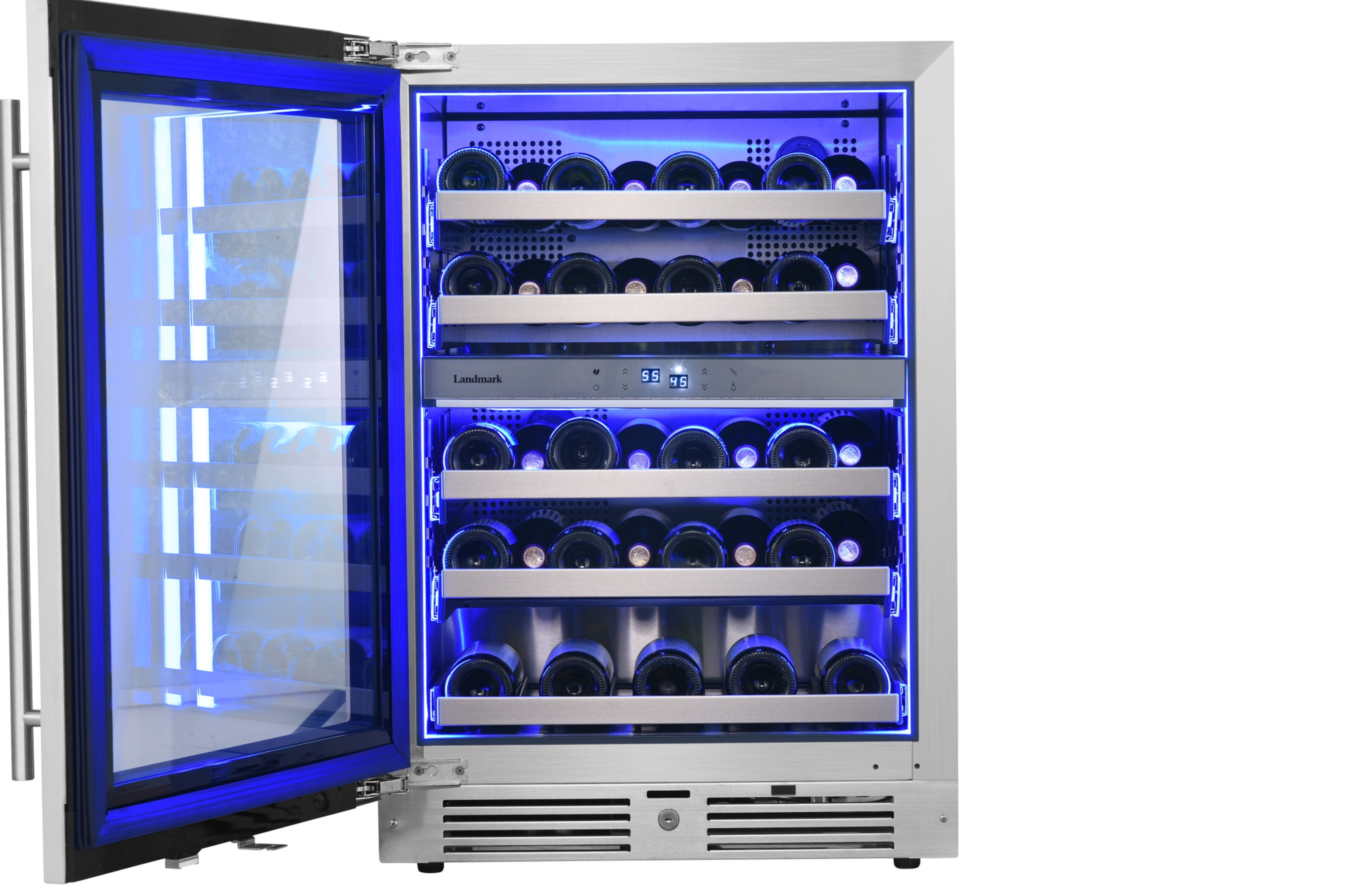 Landmark L3024ui2w-Lh 24" Wide 37 Bottle Dual Zone Wine Cooler - Stainless Steel