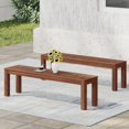 thumbnail image 4 of ACACIA WOOD OUTDOOR BENCH - 61.75"W x 14.50"D x 17.75"H, Rustic Slat Panel Design, 4 of 12