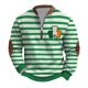 thumbnail image 1 of Penkiiy Hombre Día de San Patricio Impreso Mitad superior Zipper de manga larga Top de manga larga Cuello redondo Camisa XL Multicolor, 1 of 3