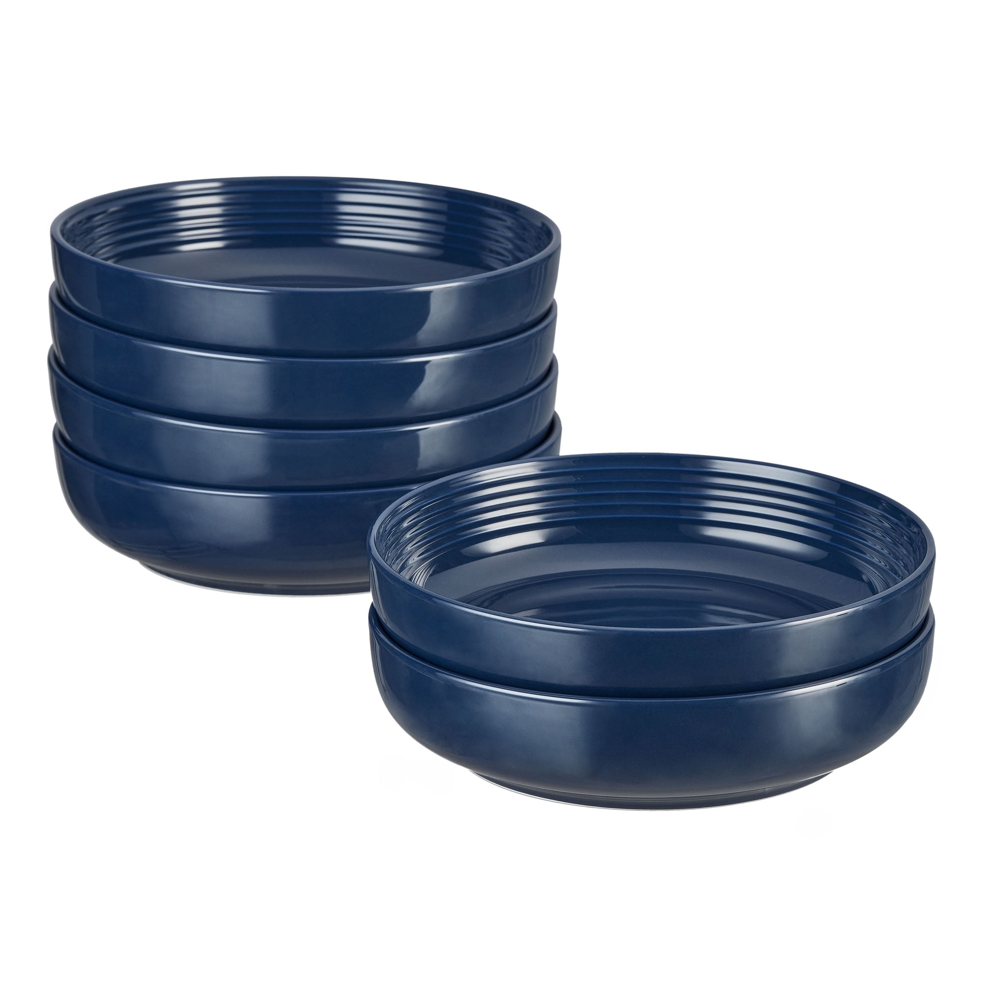 Mainstays Chiara Round Stoneware Dinner Bowls, Navy, Set of 6