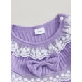 thumbnail image 6 of aturustex Infant Baby Girl Onepiece Jumpsuits Outfits Newborn Long Sleeve Full Length Ribbed Romper Ruffle Lace Trim Bodysuits Bow Headband Toddler Lie Casual 2 Piece Spring Fall Clothes Set, 6 of 7