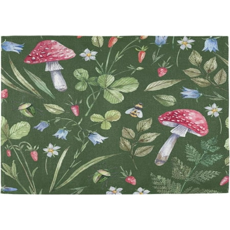 

Hidove Placemats Set of 6 Watercolor Mushroom Flower Heat-Resistant Non-Slip Double Sided Washable Kitchen Dining Table Mats for Kitchen Table Decoration 12 x 18 Inch