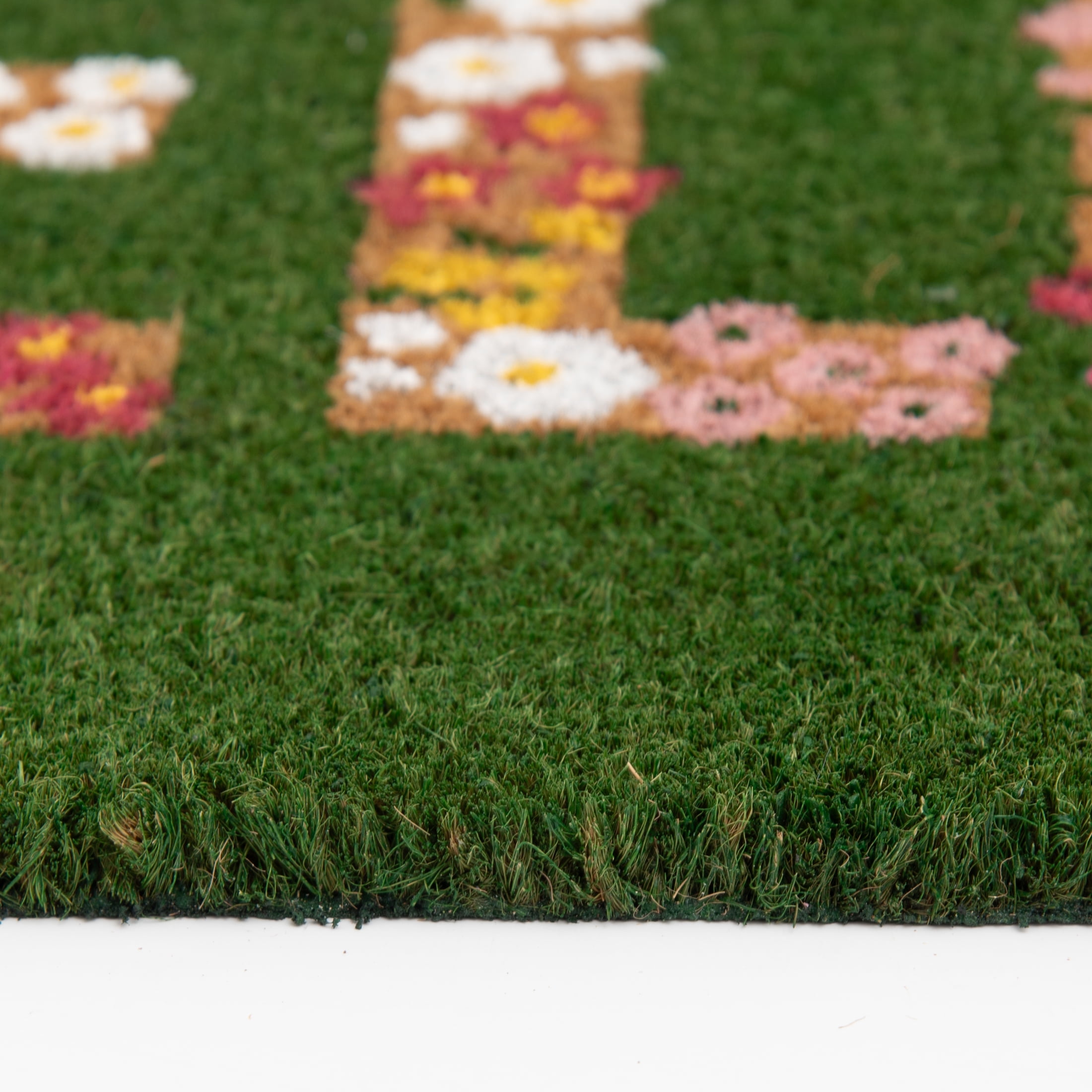 Mainstays Hello Flower Garden Outdoor Coir Doormat, 18 in x 30 in