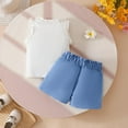 thumbnail image 4 of XZNPDUCQ Toddler Girls Summer Clothes Print Shirt Tops and Shorts Set 2Pcs Outfit Casual Elastic Shorts Summer 2Pcs T Shorts Set Dailywear Blue，6-9 Months, 4 of 9