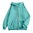 thumbnail image 3 of Women's Winter Warm Fleece Lined Raglan Sleeve Zip Up Hoodie with Front Pocket, Loose Fit Long Sleeve Sweatshirt Coat for Streetwear, Casual Daily Use and Cold Weather Protection Mint Green XXL, 3 of 8