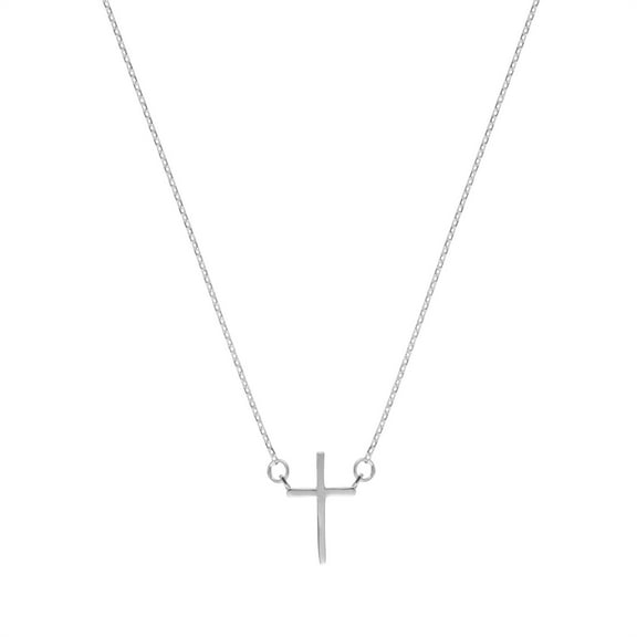 Silverly Women's 925 Sterling Silver Cross Thin Rolo Chain Necklace, 16 0.5" Extender