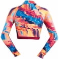 thumbnail image 3 of Dolfin Women's Revibe Print Cropped Mock Neck Long Sleeve Rash Guard, 3 of 6