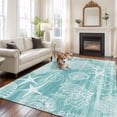 thumbnail image 2 of Turquoise Coastal Area Rugs 5'x8', Small Throw Rugs for Classroom Bedroom, Nautical Coral Starfish Shell Turtle Summer Indoor Outdoor Rug Non-Slip Low Pile Carpet Runner Reversible Floor Mats, 2 of 8