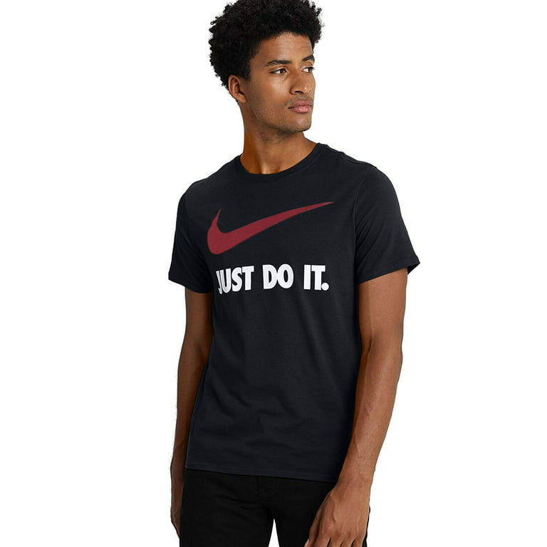 Nike Men's Just Do It Swoosh Tee (Large, Black/University Red/White) - Walmart.com