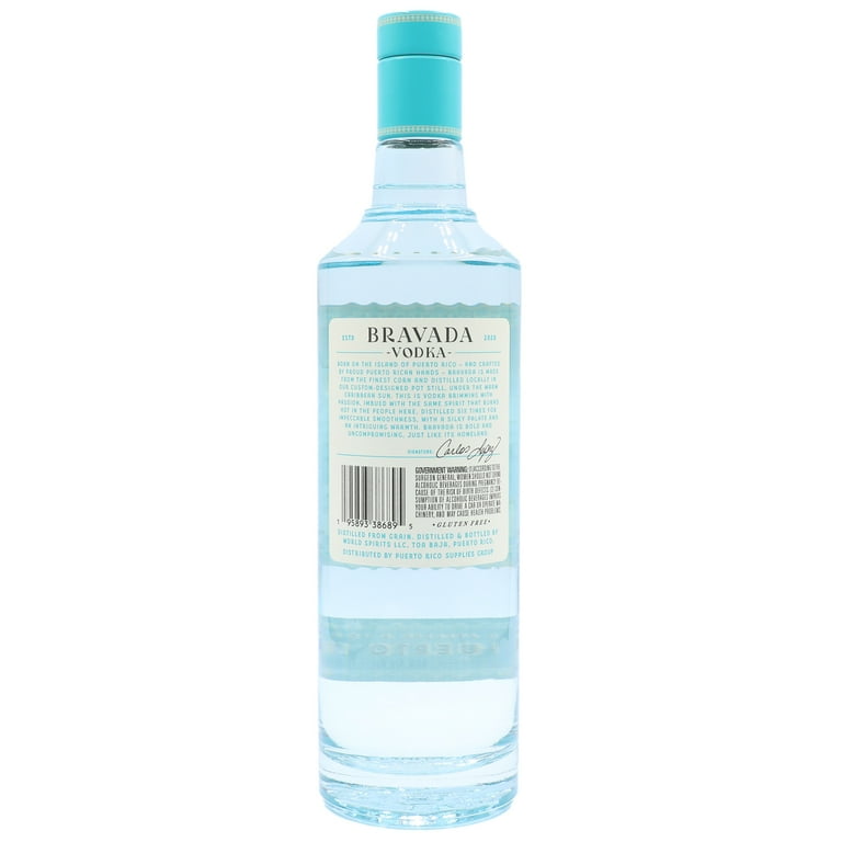 Bravada Vodka Puerto Rico, Gluten Free, Organic, Glass Bottle