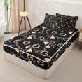thumbnail image 3 of Manfei Simple Kitten Zipper Twin Comforter Sets with Fitted Sheet and 2 Pillowcases, Beige Line Cat Zipper Bedding Set, Black Orange, Polkadot Reversible, 4pcs, 3 of 7