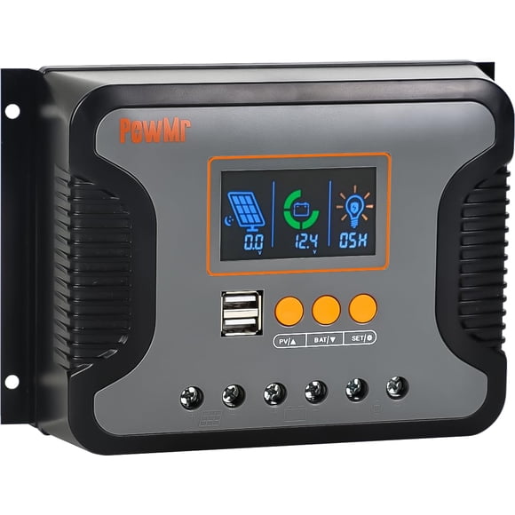 80amp Solar Charger Controller 12V 24V 36V 48V Auto, Solar Panel Charge Regulator Paremeter Adjustable LCD Display with Dual USB