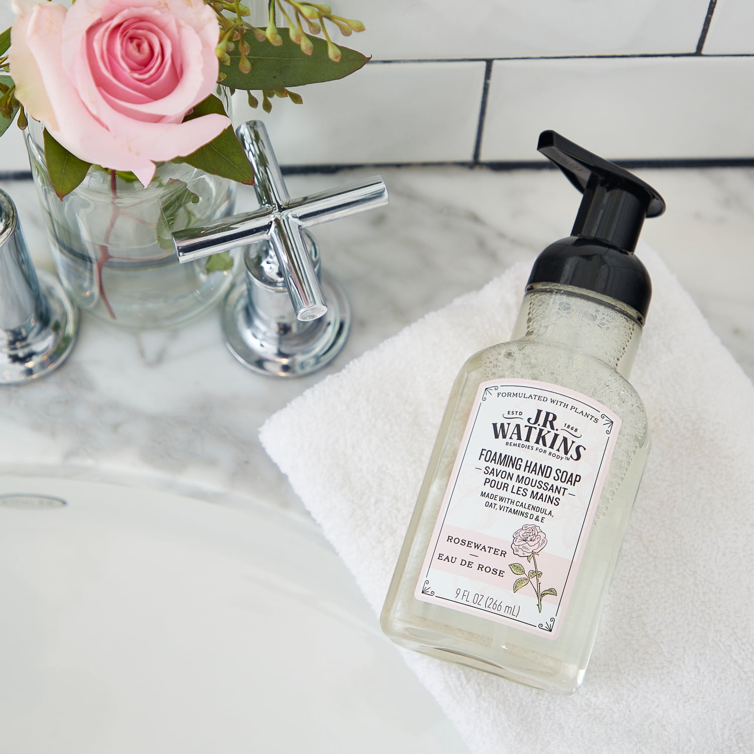 (4 pack) Hand Soap, Foaming, 9 fl oz, Rosewater