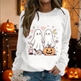 thumbnail image 2 of PLHWHYQ Women's Halloween Cute Ghost Pumpkin Graphic Crewneck Sweatshirt, Long Sleeve Casual Fall Pullover Top c-White S, 2 of 6
