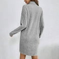 thumbnail image 7 of Zedker Long Sleeve Dress for Women Ribbed Knitted Mock Turtleneck Slim Fit Fall Dresses Bodycon Hip Hugging Dresses Fashion Clothes Plus Size Gray M, 7 of 7