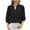 Black, variant on Plus Size Fashion Womens Blouses Casual Solid Color Keyhole V-Neck 3/4 Sleeve Loose Chiffon Black T-Shirts Blouses S-2XL
