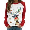 thumbnail image 1 of VISgogo Mujer Primavera Otoño Casual Pullover Manga Larga O Cuello Deer Print Patchwork Sudadera VISgogo moda, 1 of 9