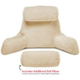 thumbnail image 2 of Clara Clark Bed Rest Reading Pillow with Arms and Pockets - Premium Shredded Memory Foam TV Pillow, Detachable Neck Roll & Lumbar Support Pillow, Large, Cream, 2 of 7