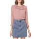 thumbnail image 1 of Blusa de gasa transparente con volantes y lunares INSPIRE CHIC para mujer, talla XS, color rosa, 1 of 7