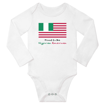 

Proud to be Nigerian American Baby Long Slevve Romper Bodysuit (White 12-18 Months)