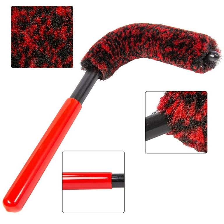 Car Rim Cleaning Wooly Tool Set Wheel Woolies Detailing Brush Tire  Synthetic Woolie Brush 3-Piece Kit for Car Alloy Wheel, Air Vent, Engine,  Dashboard, Interior, Exterior - Black & red 