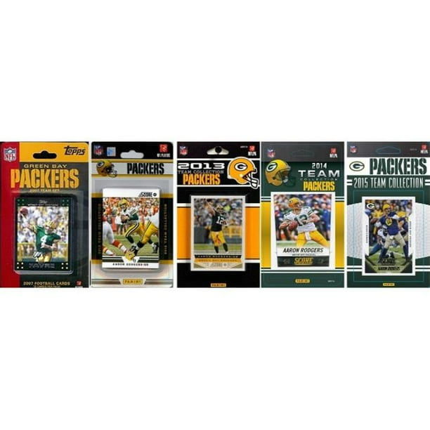 CandICollectables PACKERS515TS NFL Green Bay Packers 5 Ensembles Différents d'Équipes de Cartes à Collectionner sous Licence