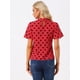 thumbnail image 4 of Blusa Corta Manga Acampanada Allegra K Rojo Plisado Cuello Alto XL, 4 of 6