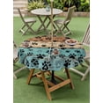 thumbnail image 3 of Outdoor Tablecloth with Umbrella Hole and Zipper, Aqua Brown Round Table Cloth 60 Inch Waterproof Tablecloth, Rustic Farmhouse Dog Paw Vintage Picnic Table Cover for Patio Camping, 3 of 7