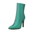 thumbnail image 7 of UngA Casual Boots for Women Women's Suede Knee High Boots Pointed Toe Comfortable Block Heel Side Zipper Riding Boots Green,5.5, 7 of 7