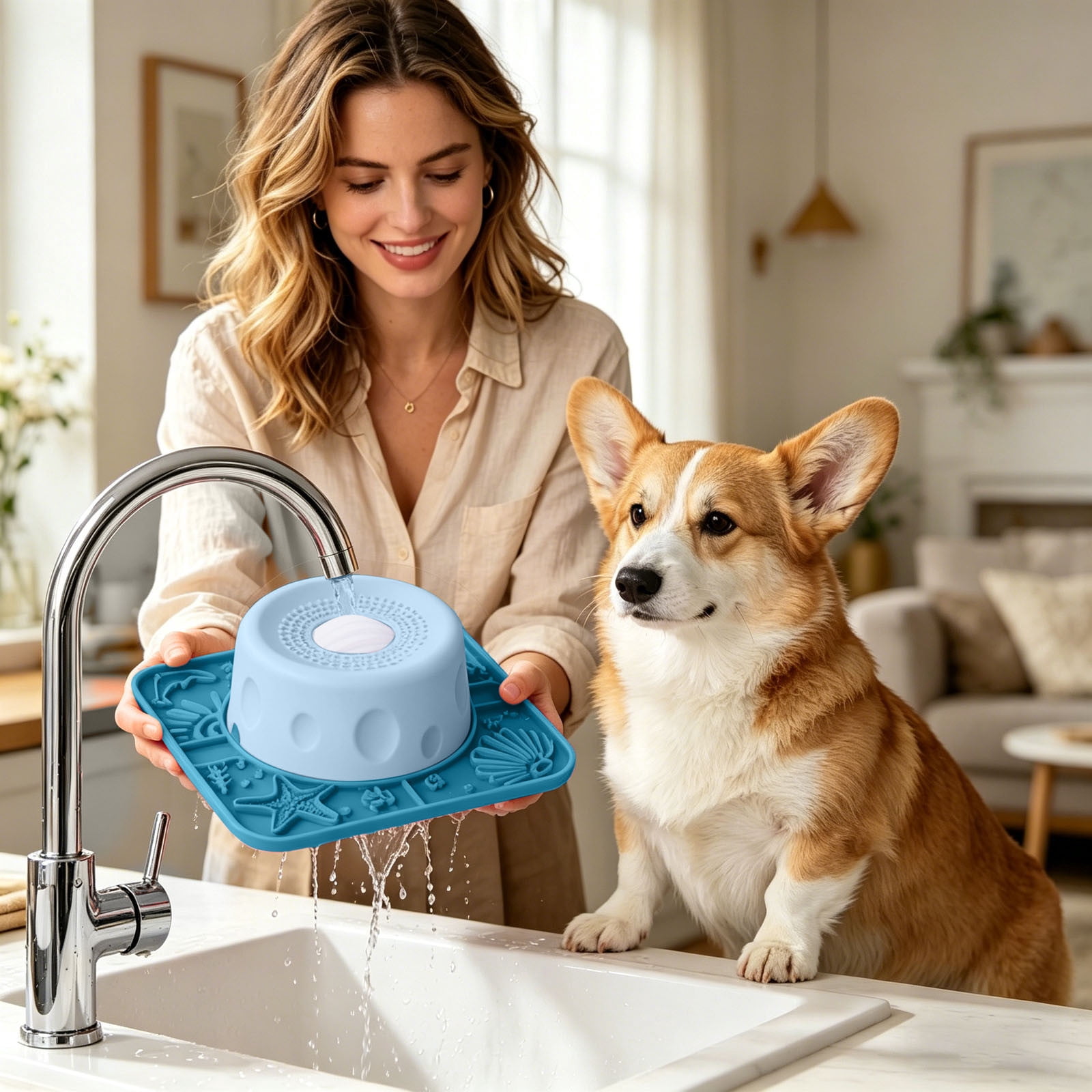 Slow Feeder Dog Lick Bowl With Rolling Ball, Anti-Slip Slow Feeding Bowl For Liquid Treats, Bone Broth, Yogurt,Wet Food, Anxiety Relief Enrichment Lick Toy For All Dogs & Cats 11"x9"x3"
