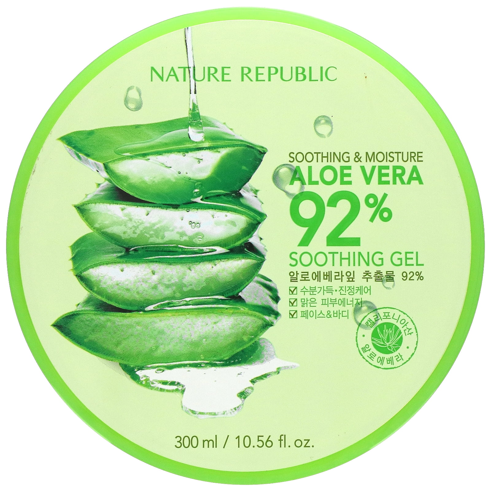 Nature Republic Soothing Aloe Vera 92% Soothing 10.56 fl oz (300 ml) - Walmart.com