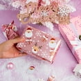 thumbnail image 4 of Christmas Pink Wrapping Paper Mini Roll, Santa Claus & Candy Cane, Metallic Foil, Rose Gold Foil Reversible Design for Festive Winter Holiday, Family Gathering, 17 inches x 32.8 Feet, 4 of 14
