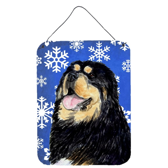 Tibetan Mastiff Winter Snowflakes Holiday Wall or Door Hanging Prints
