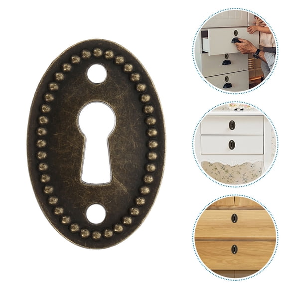 OULII 10 Pcs Plaque de Couverture Ovale en Alliage Brun Foncé Insert Décoratif pour Portes de Meubles de Bureau