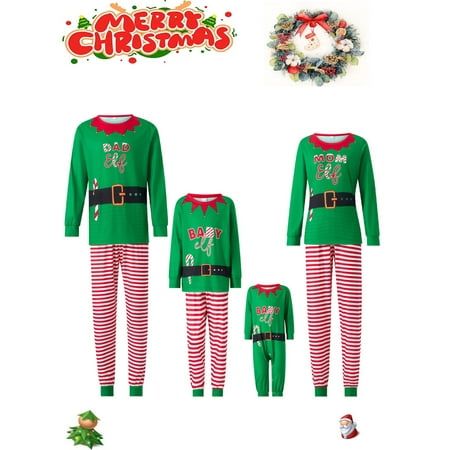 

Jamlynbo Family Christmas Pyjamas Set Elf Squad Printed Matching Pjs Set Xmas Holiday Sleepwear for Baby Boys Girls Women Men